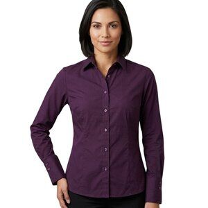 Double U Womens Shirt Size 2XL Purple Classic Long-Sleeve Button Up Casual